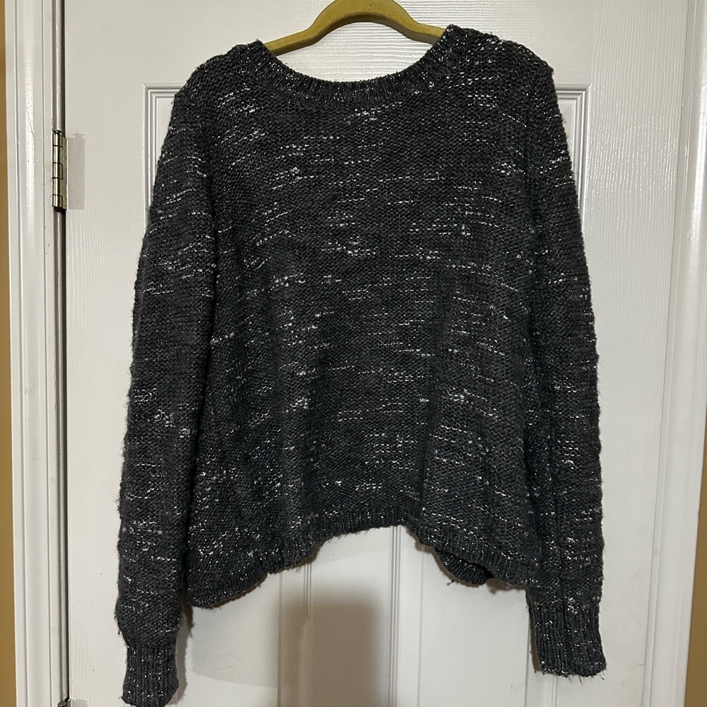 Banana Republic Gray Crew Neck Sweater with Chunky Knit